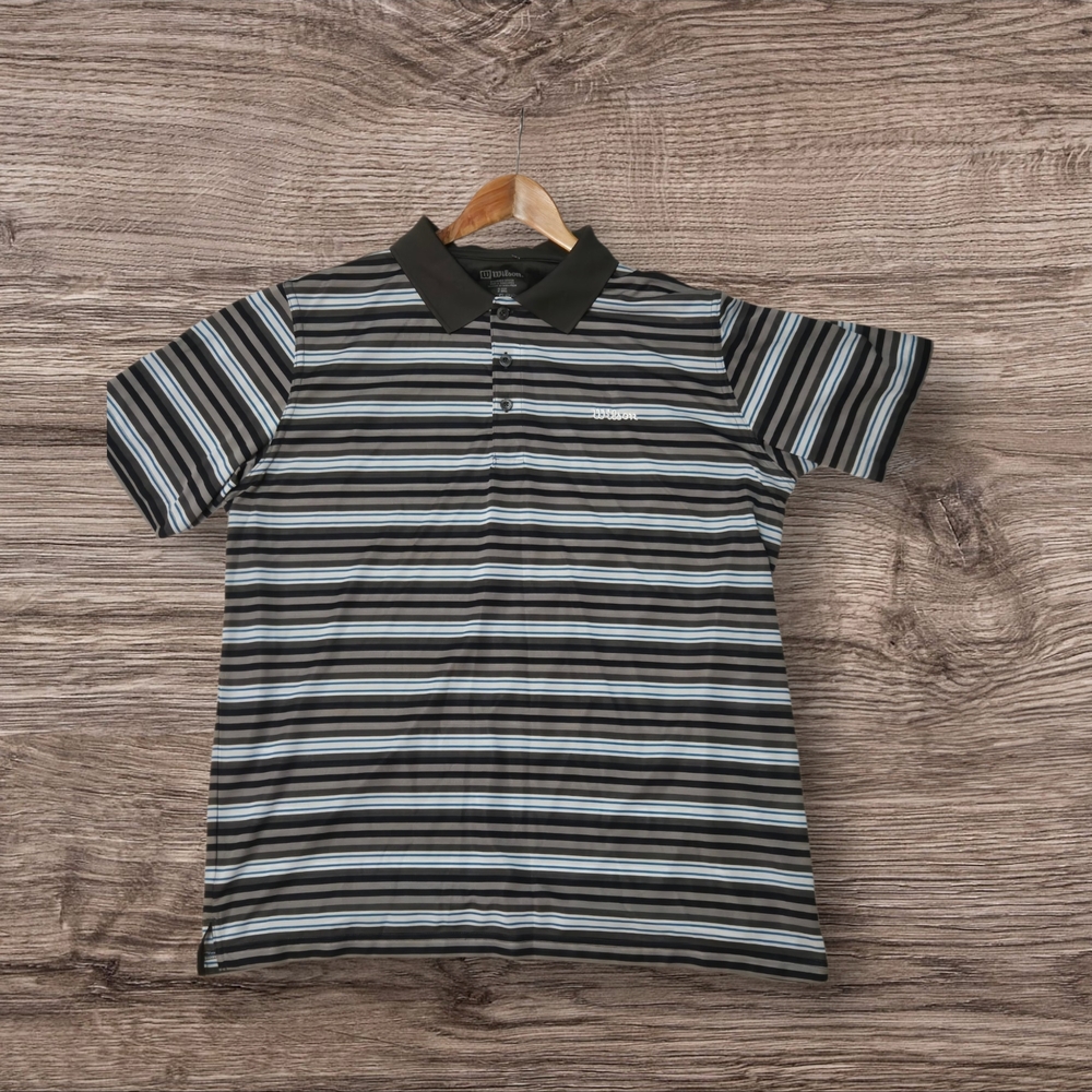 Wilson Black and Gray Striped Polo Shirt